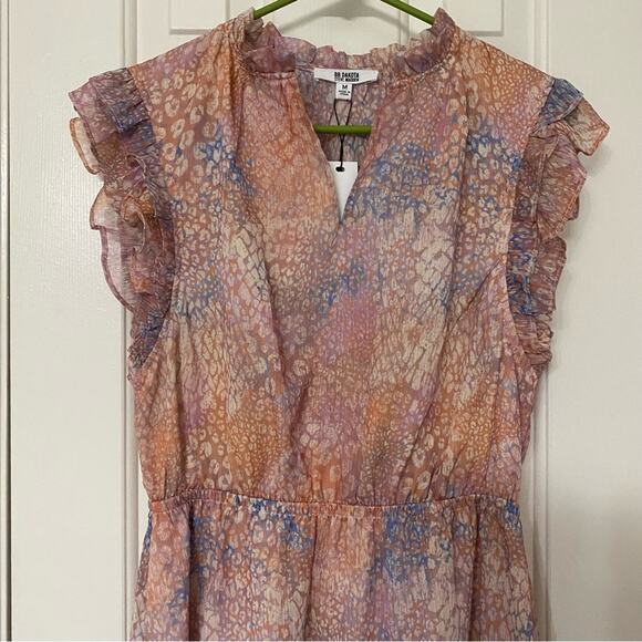 BB DAKOTA • Steve Madden Dreaming Of Waves Ruffle Colorful Leopard Print Dress - Picture 3 of 7